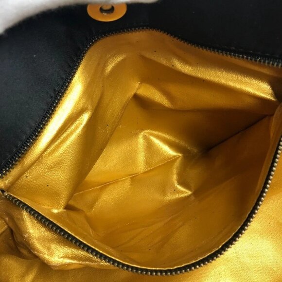 VERSACE vintage Logo Sunburst Tote Bag Chain Shoulder Bag Black/Gold - Picture 13 of 15